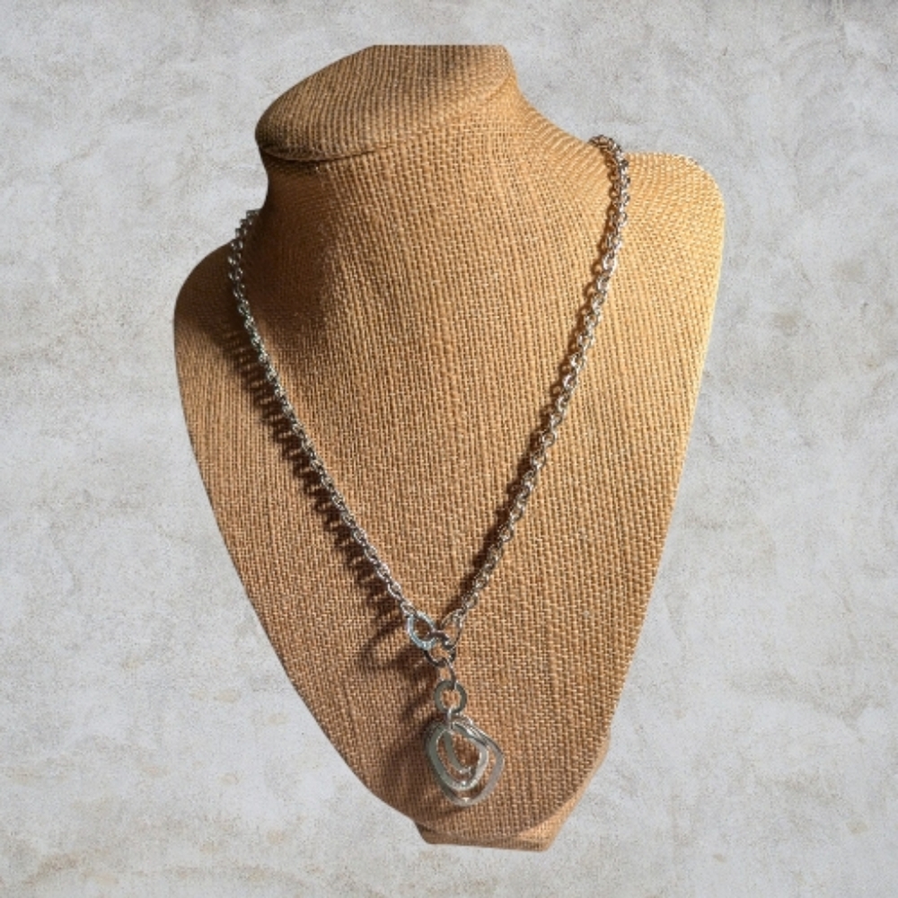 Layered Silver Tone Pendant Necklace Etienne Aigner New Vintage